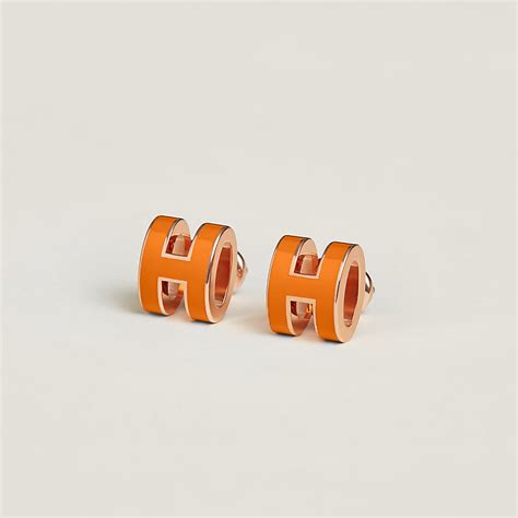 hermes h earrings orange|authentic Hermes earrings for sale.